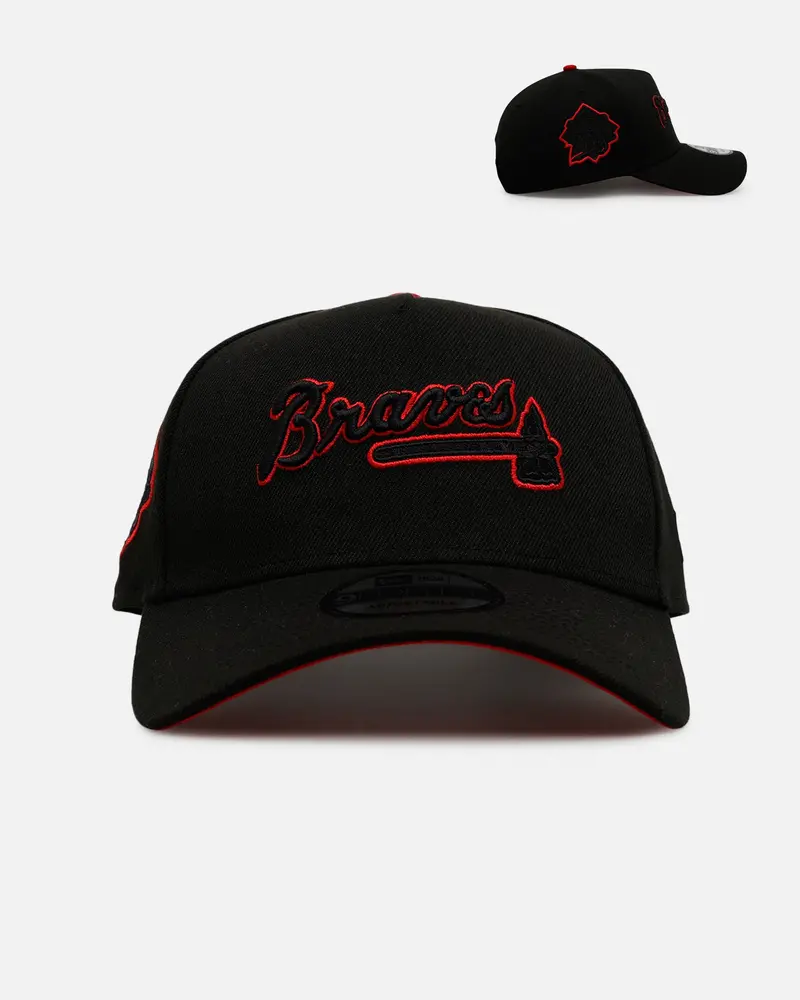 New Era Atlanta Braves 'Outline' 9Forty A-Frame Snapback Black 1
