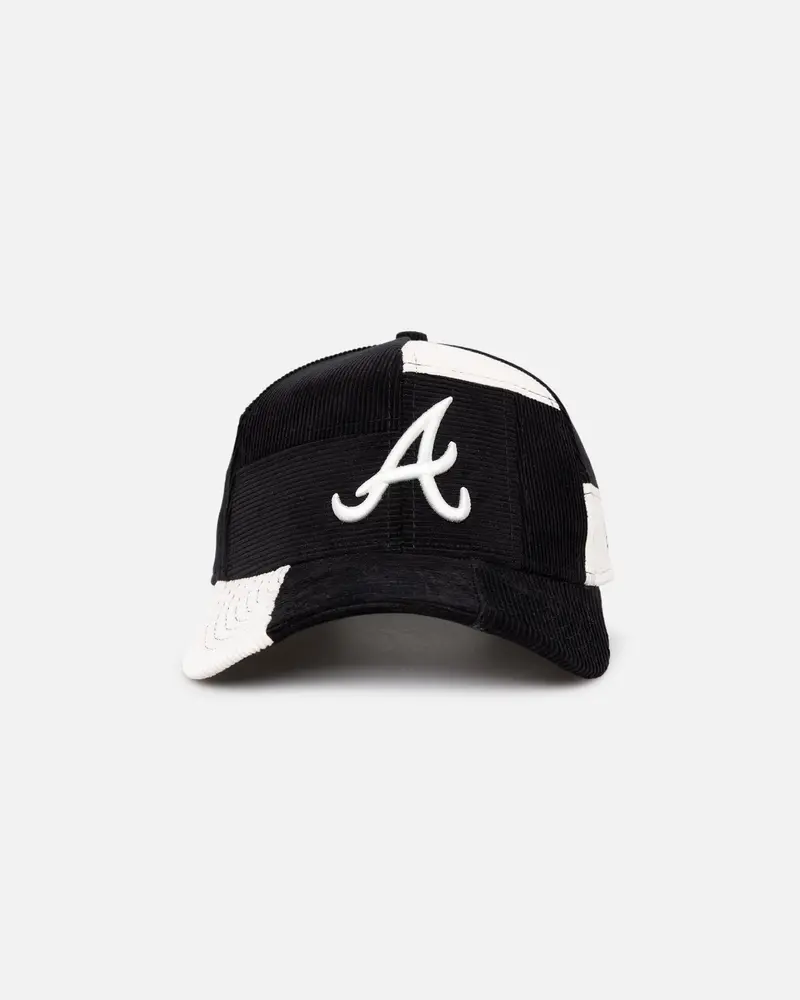 New Era Atlanta Braves 'Patchwork Corduroy' 9Forty A-Frame Snapback Black/Cream 1