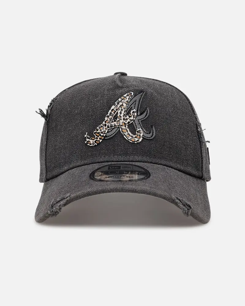 New Era Atlanta Braves 'Patent Leather' 9Forty A-Frame Strapback Washed Black 1