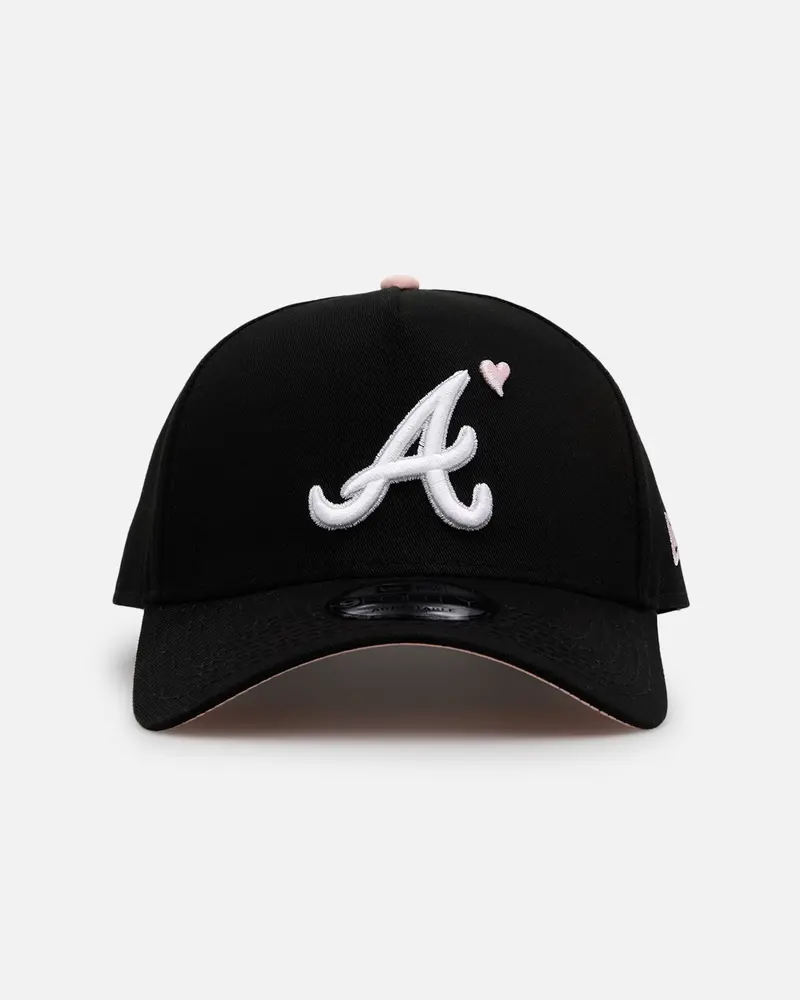 New Era Atlanta Braves 'Pink Satin Hearts 2.0' 9Forty A-Frame Snapback Black/Pink 1