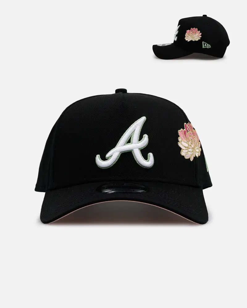New Era Atlanta Braves 'Satin Flower' 9Forty A-Frame Snapback Black/Pink 1