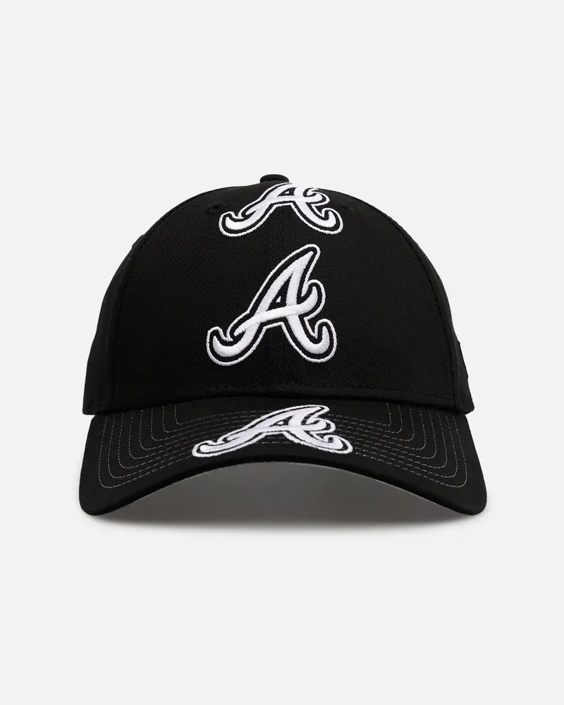 New Era Atlanta Braves 'Spine' 9Forty A-Frame Strapback Black/White 1