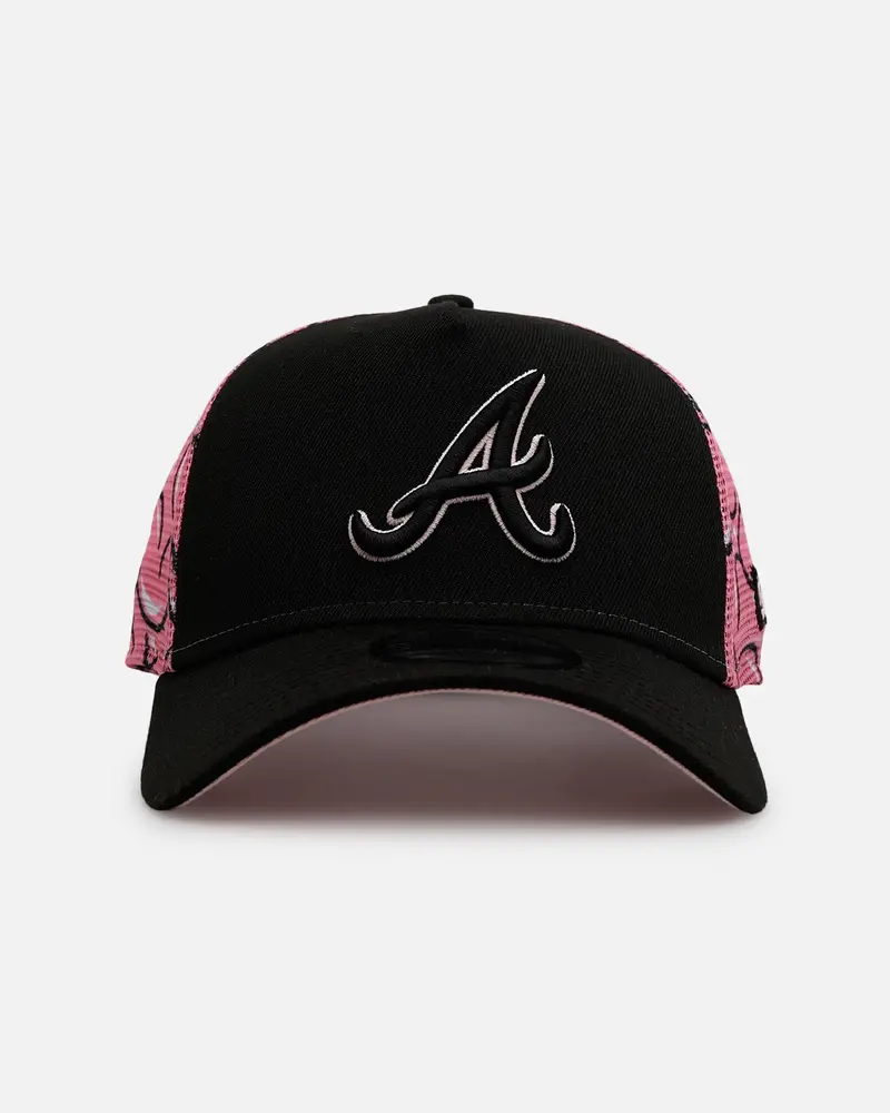 New Era Atlanta Braves 'Thoughtful' 9Forty A-Frame Trucker Snapback Black/Pink 1