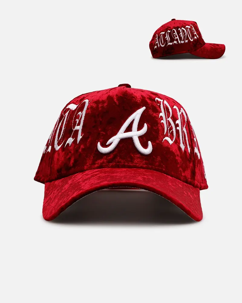 New Era Atlanta Braves 'Velvet Gothic Script' 9Forty A-Frame Snapback Maroon 1