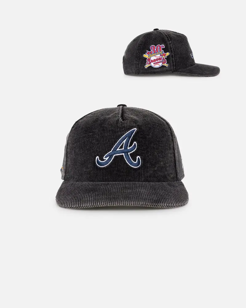 New Era Atlanta Braves 'Washed Corduroy Golfer' Pre-Curved Golfer Snapback Washed Black 1