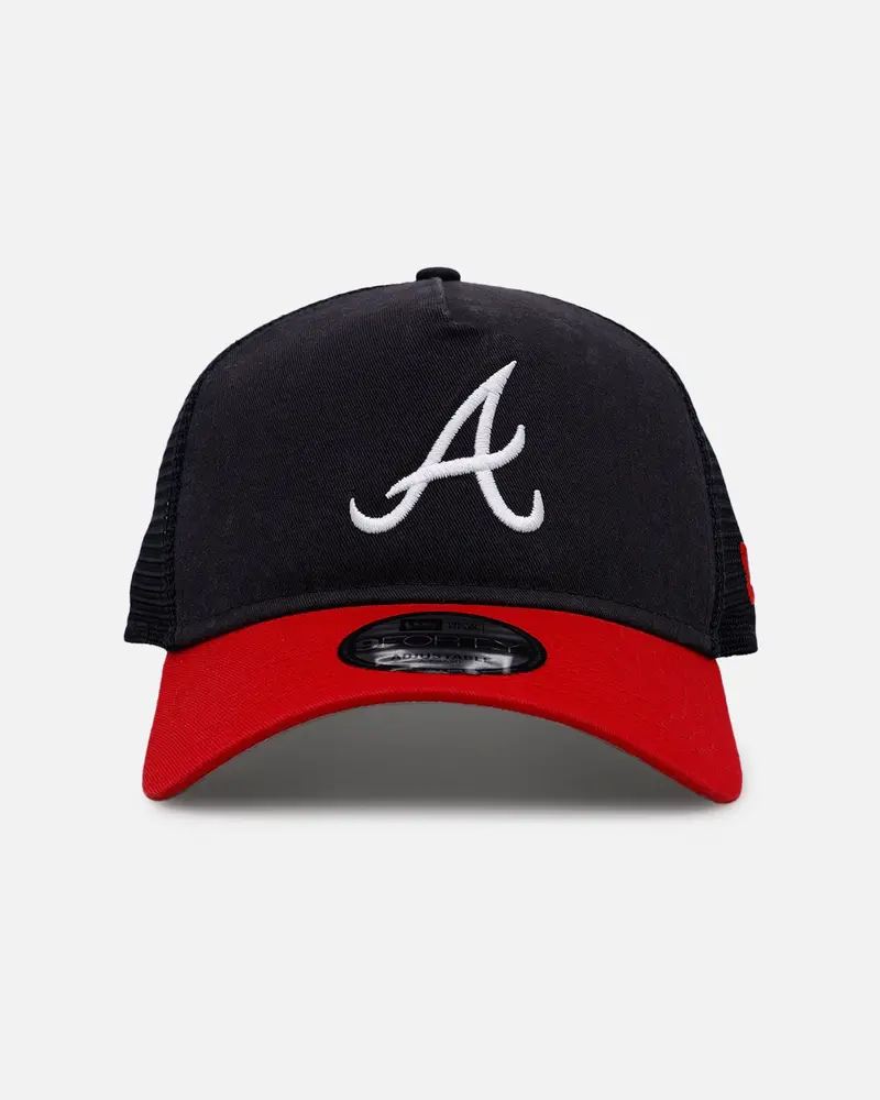 New Era Atlanta Braves 'Washed Truckers' 9Forty A-Frame Trucker Snapback Official Team Color 1