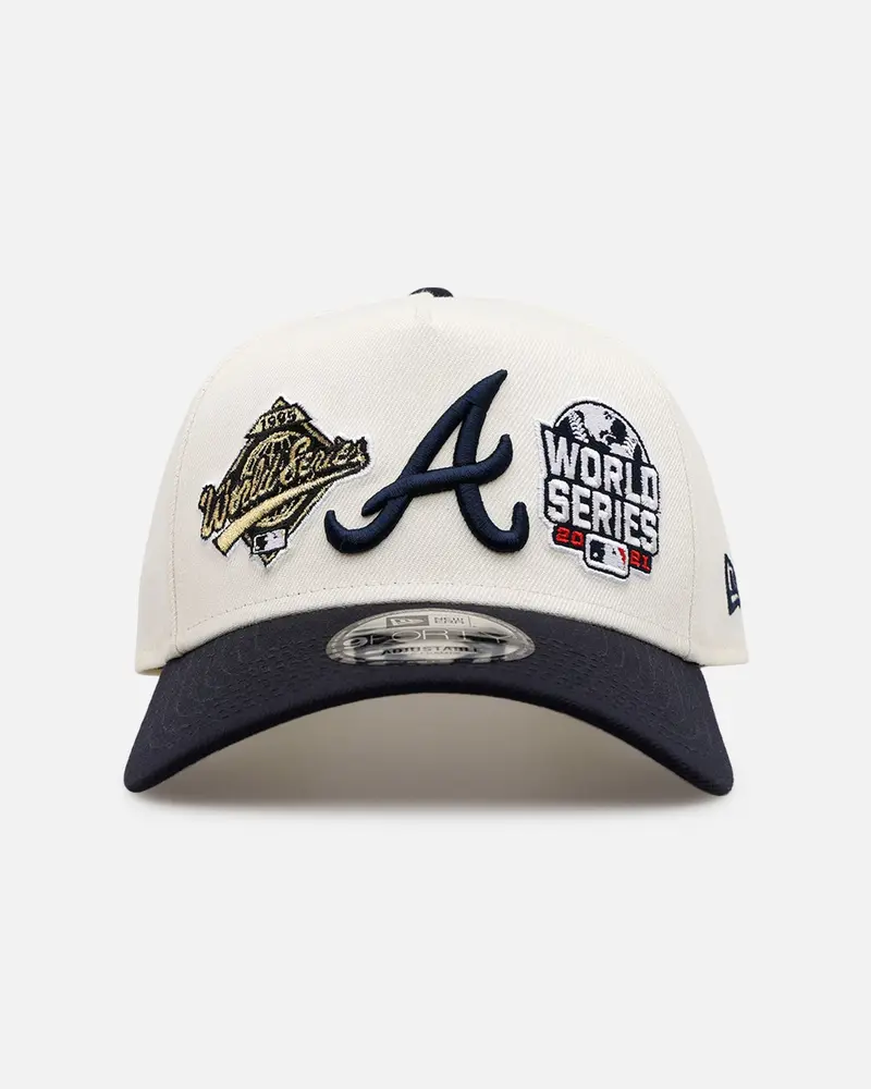 New Era Atlanta Braves 'World Series Logo' 9Forty A-Frame Snapback Chrome 1