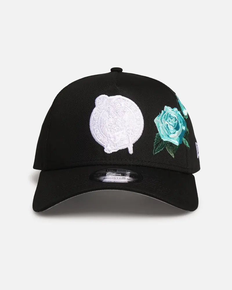 New Era Boston Celtics 'Aqua Rose Embroidery' 9Forty A-Frame Snapback Black/Aqua 1
