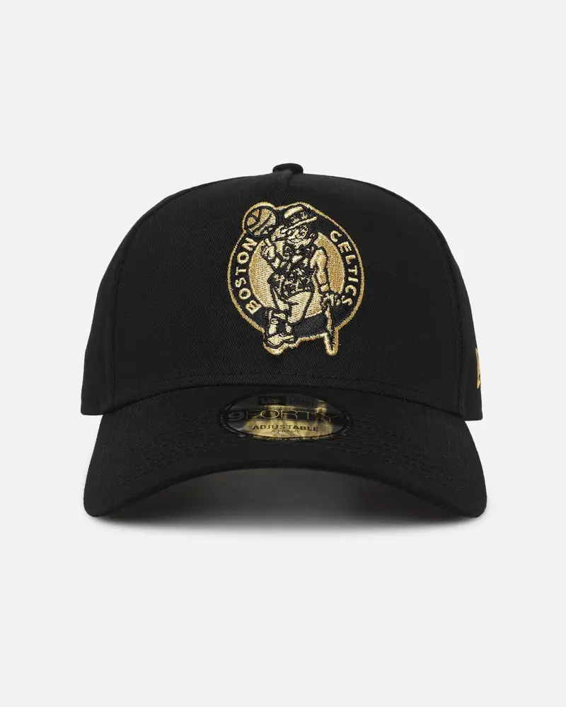 New Era Boston Celtics 'Nba Black & Gold Embroidery' 9Forty A-Frame Snapback Black/Gold 1