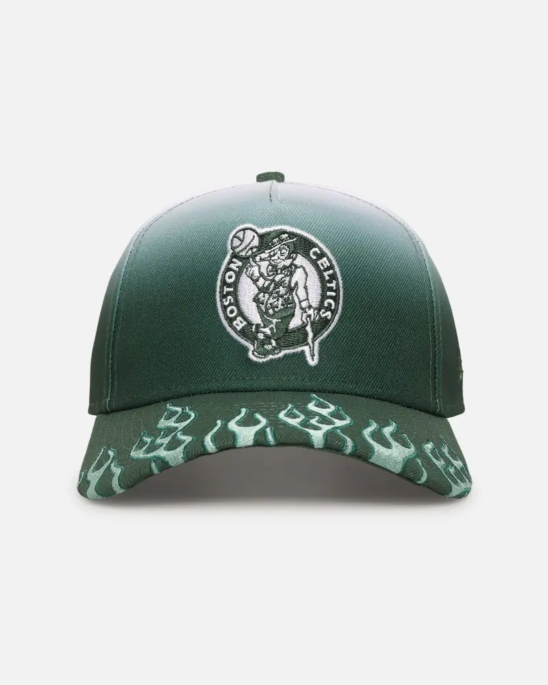 New Era Boston Celtics 'Sundyed Flames' 9Forty A-Frame Snapback Pine Green 1