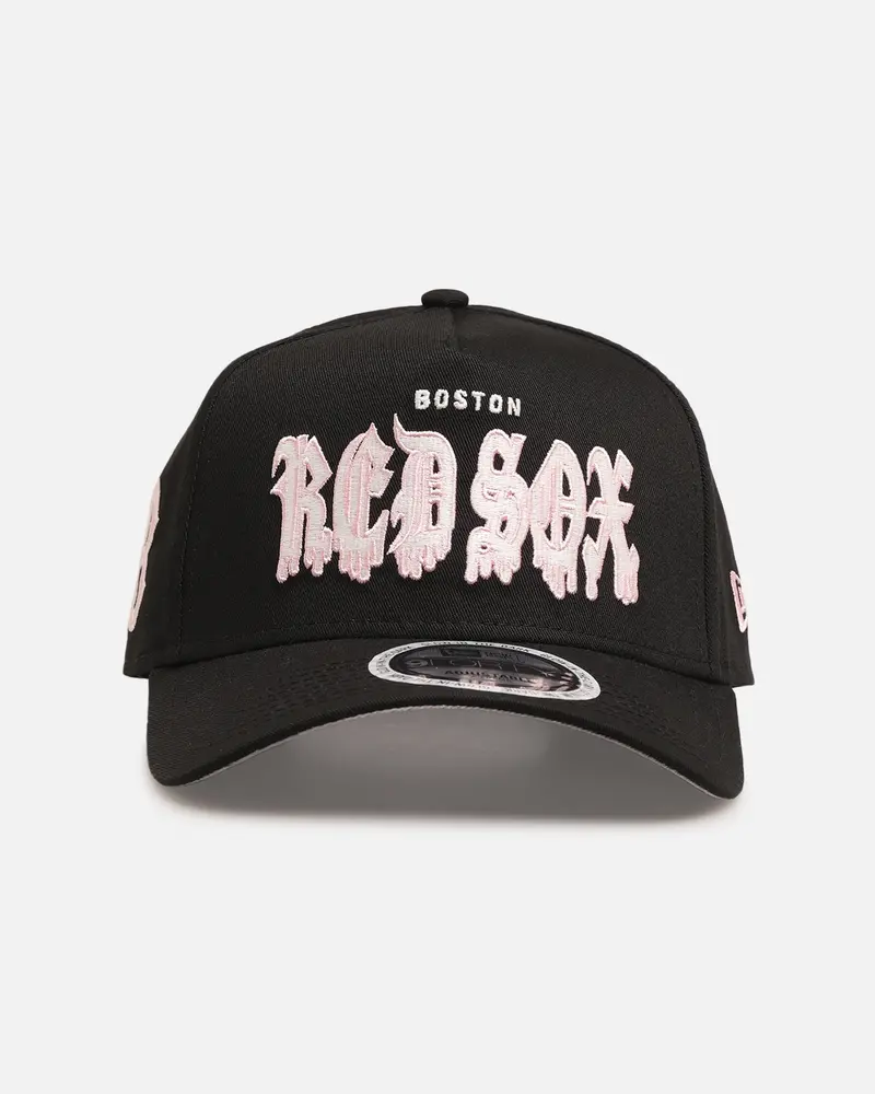 New Era Boston Red Sox 'Drip Glow Script' 9Forty A-Frame Snapback Black/Pink 1