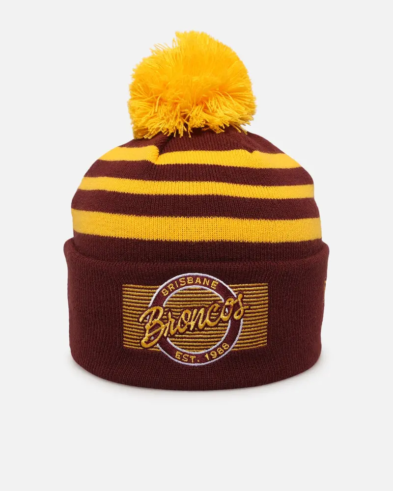 New Era Brisbane Broncos 'Nrl 2025 Collection' Knitted Badged Beanie Official Team Colour 1
