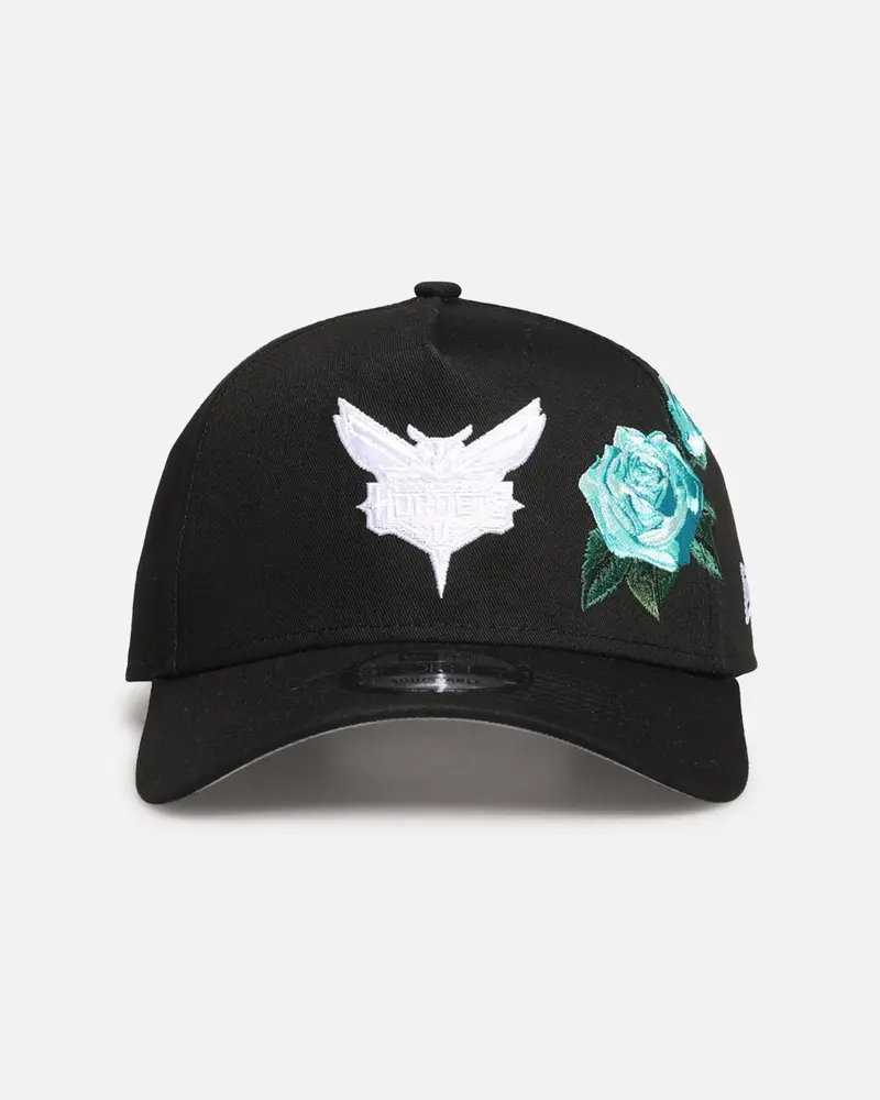 New Era Charlotte Hornets 'Aqua Rose Embroidery' 9Forty A-Frame Snapback Black/Aqua 1