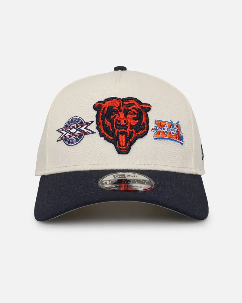 New Era Chicago Bears 'Super Bowl Logos' 9Forty A-Frame Snapback Chrome 1