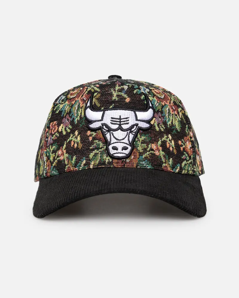 New Era Chicago Bulls 'Black Corduroy Floral Tapestry' 9Forty A-Frame Snapback Tapestry/Black 1