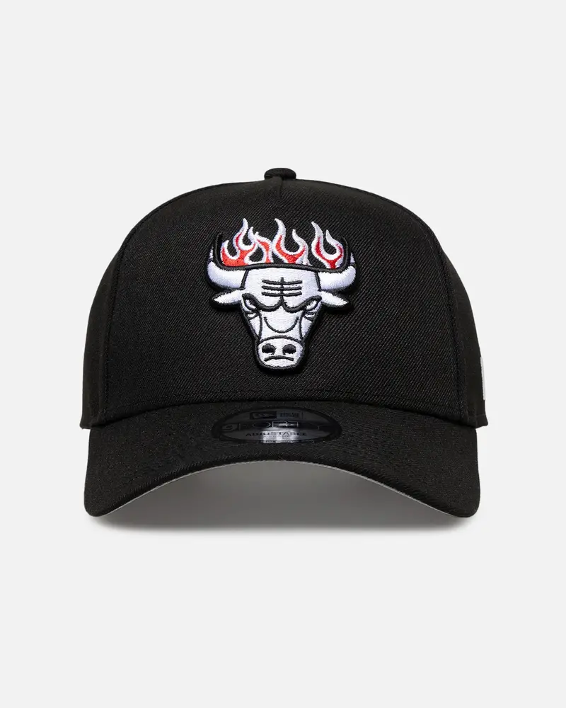 New Era Chicago Bulls 'Flame Logo' 9Forty A-Frame Snapback Black 1