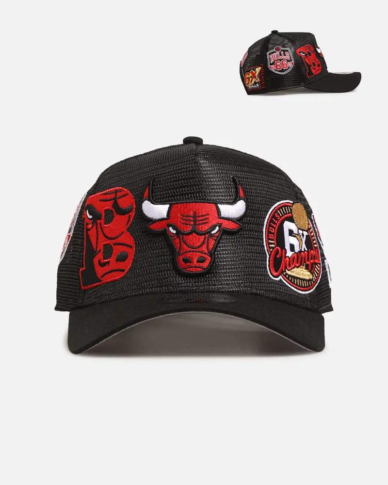 New Era Chicago Bulls 'Mesh Crown All Over Logos' 9Forty A-Frame Snapback Official Team Colour 1