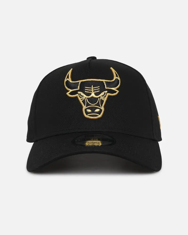 New Era Chicago Bulls 'Nba Black & Gold Embroidery' 9Forty A-Frame Snapback Black/Gold 1