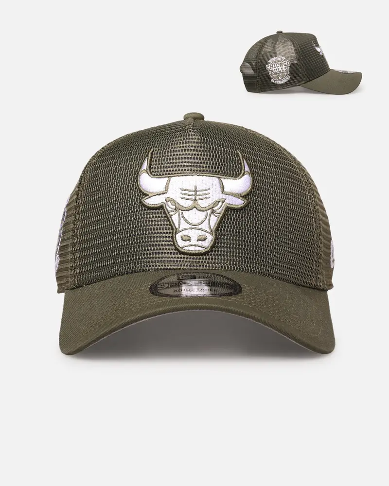 New Era Chicago Bulls 'Polychromatic Mesh' 9Forty A-Frame Snapback New Olive 1