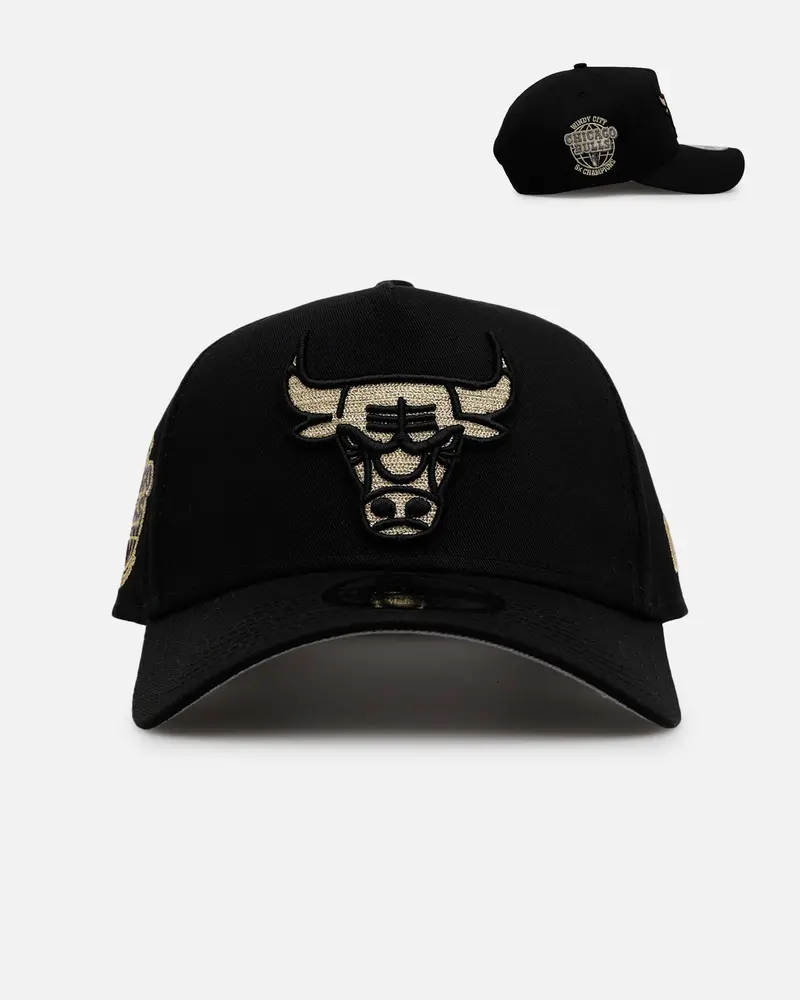 New Era Chicago Bulls 'Raised Metallic Chainstitch' 9Forty A-Frame Snapback Black 1