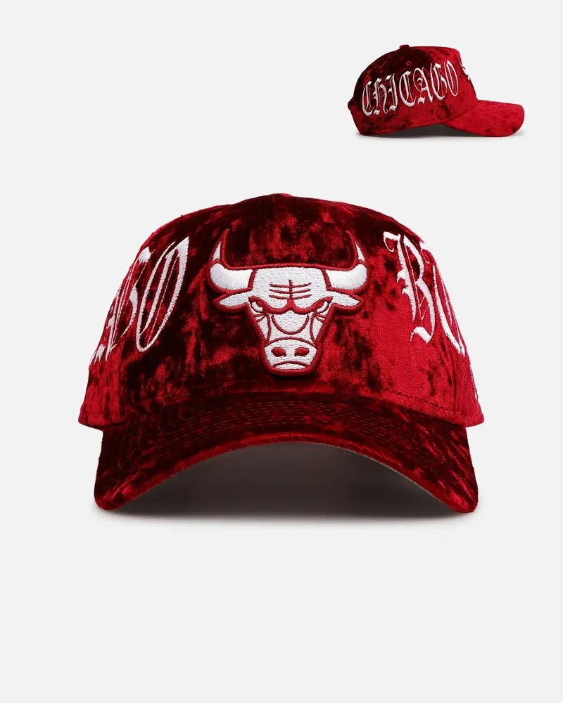 New Era Chicago Bulls 'Velvet Gothic Script' 9Forty A-Frame Snapback Maroon 1