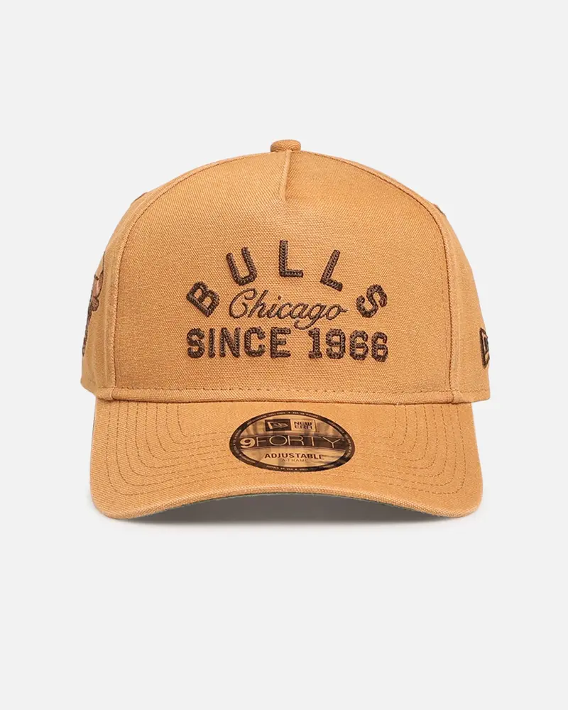 New Era Chicago Bulls 'Washed Canvas' 9Forty A-Frame Snapback Walnut 1