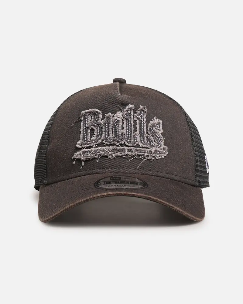 New Era Chicago Bulls 'Washed Fray' 9Forty A-Frame Trucker Snapback Washed Grey 1