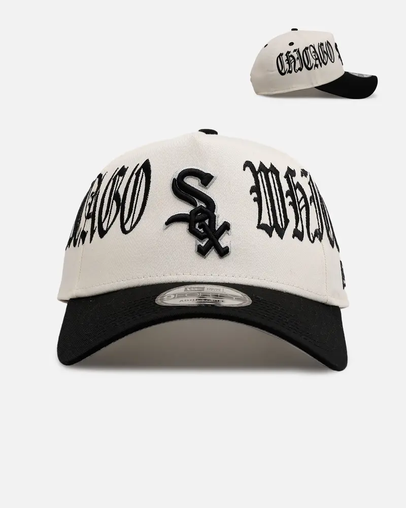 New Era Chicago White Sox 'Gothic Script Two Tone' 9Forty A-Frame Snapback Chrome/Black 1