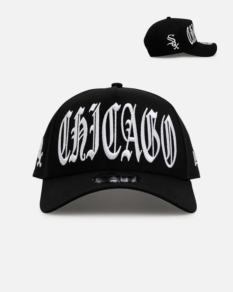 New Era Chicago White Sox 'Oversized Gothic Script Crown' 9Forty A-Frame Snapback Black/White 1