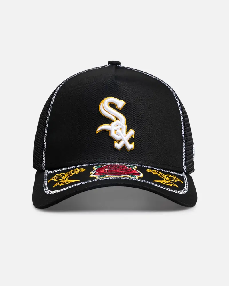 New Era Chicago White Sox 'Rose Visor' 9Forty A-Frame Trucker Snapback Black/Rose 1