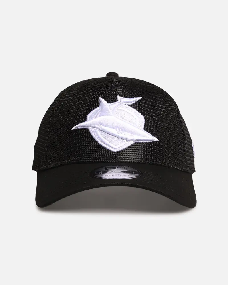 New Era Cronulla Sutherland Sharks 'Nrl Mesh Crown' 9Forty A-Frame Trucker Snapback Black 1