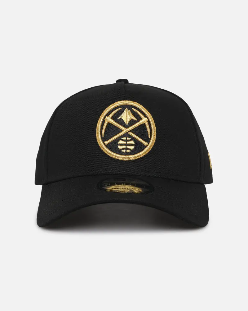 New Era Denver Nuggets 'Nba Black & Gold Embroidery' 9Forty A-Frame Snapback Black/Gold 1