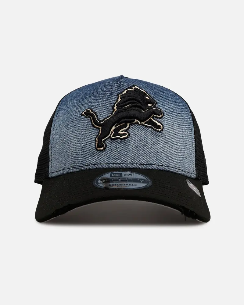 New Era Detroit Lions 'Bleach' 9Forty A-Frame Trucker Snapback Denim 1