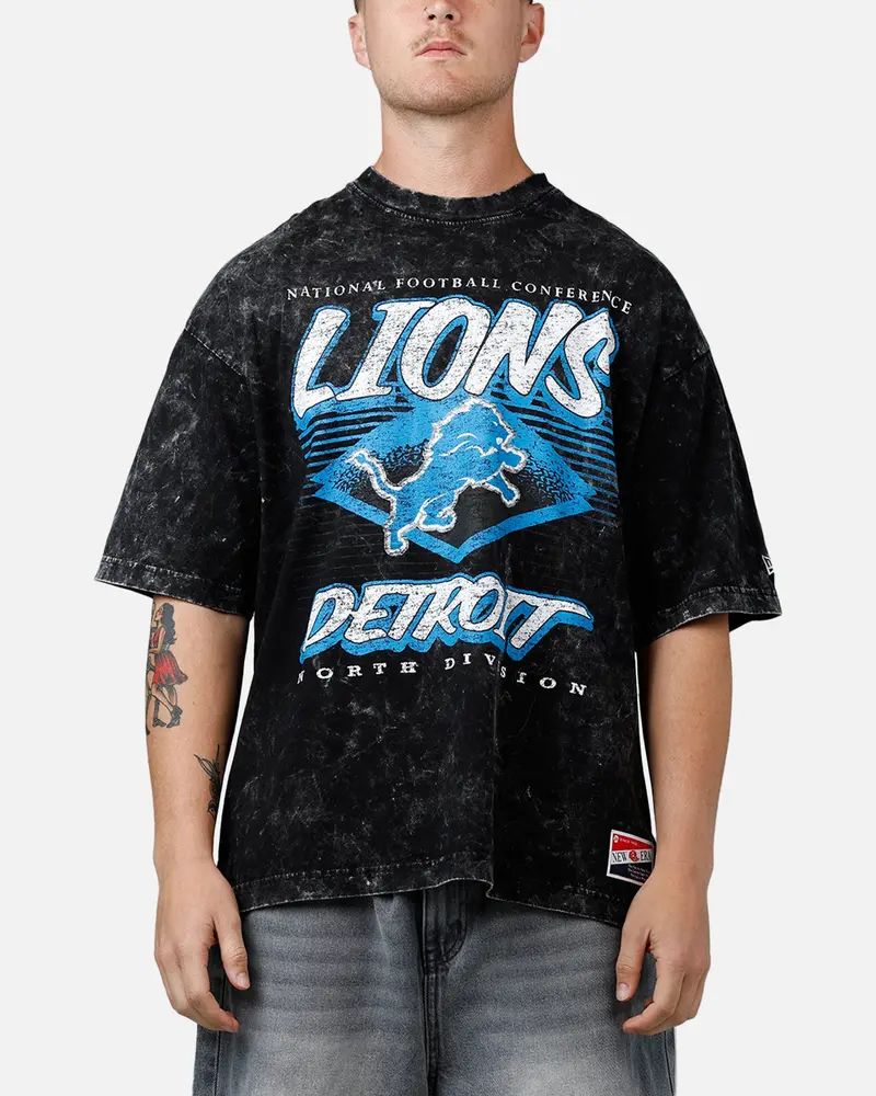 New Era Detroit Lions Boxy Essentials T-Shirt Washed Black 1
