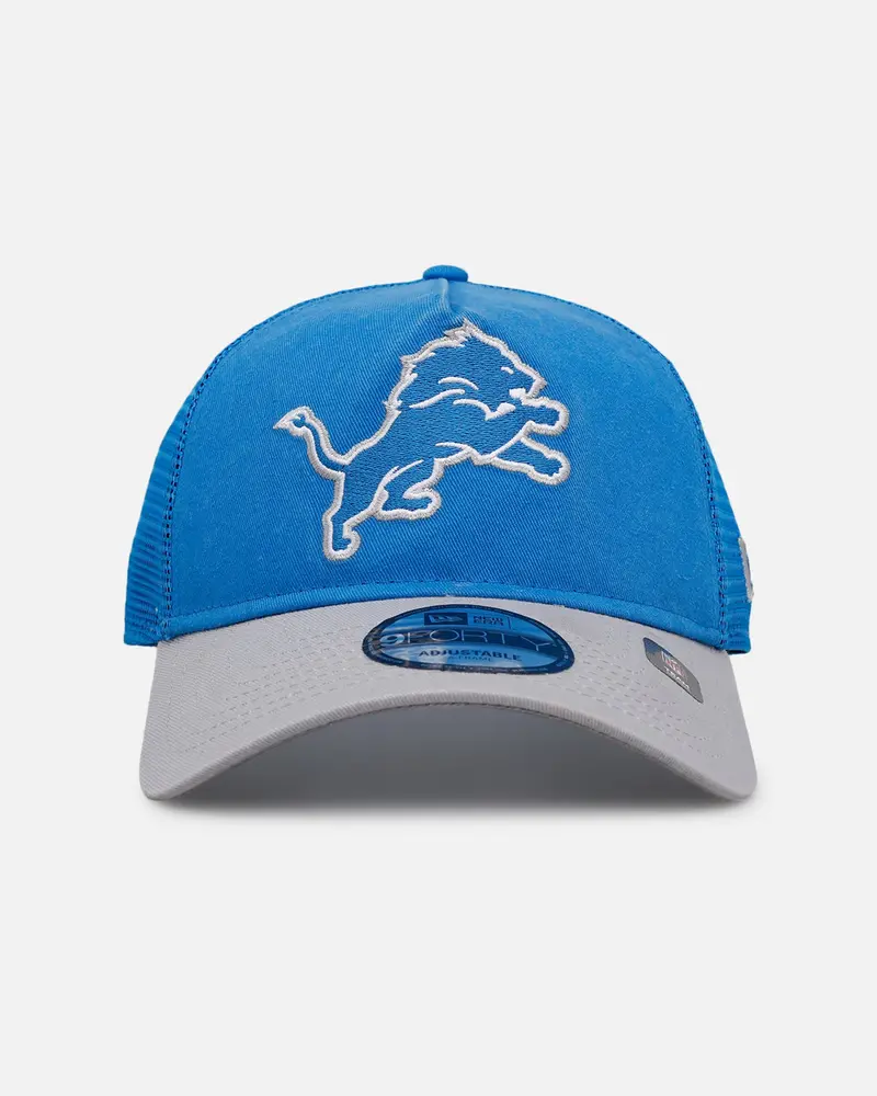 New Era Detroit Lions 'Washed Truckers' 9Forty A-Frame Trucker Snapback Official Team Color 1