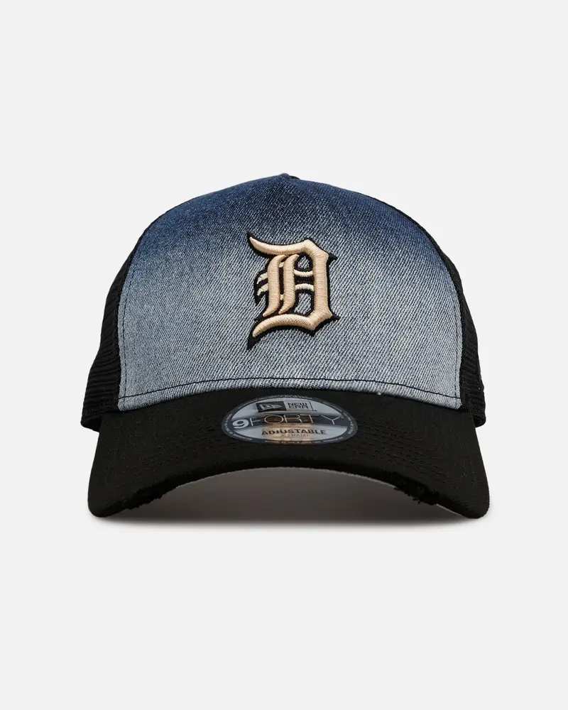 New Era Detroit Tigers 'Bleach' 9Forty A-Frame Trucker Snapback Denim 1