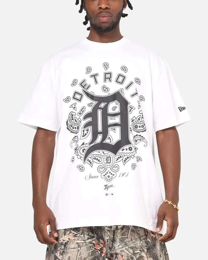 New Era Detroit Tigers Paisley Oversized T-Shirt White 1