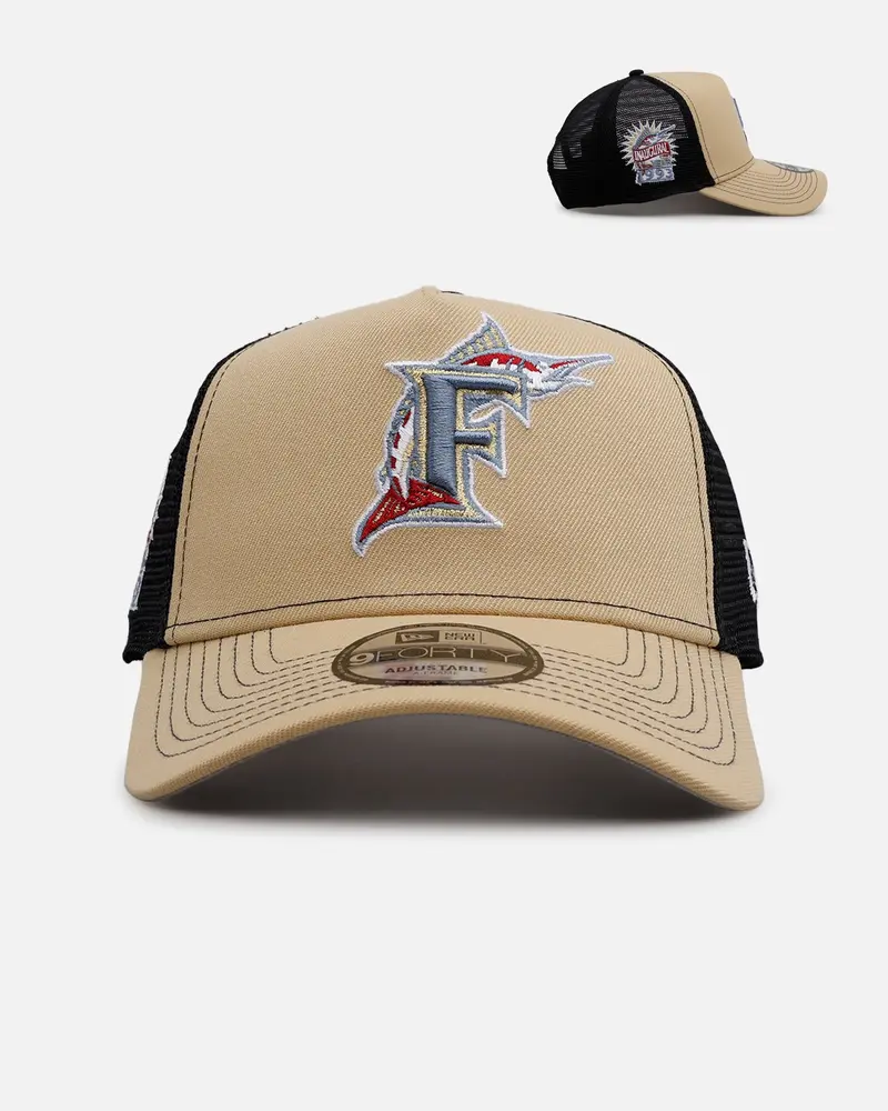 New Era Florida Marlins 'Vintage Truckers' 9Fortty A-Frame Trucker Snapback Vegas Gold 1