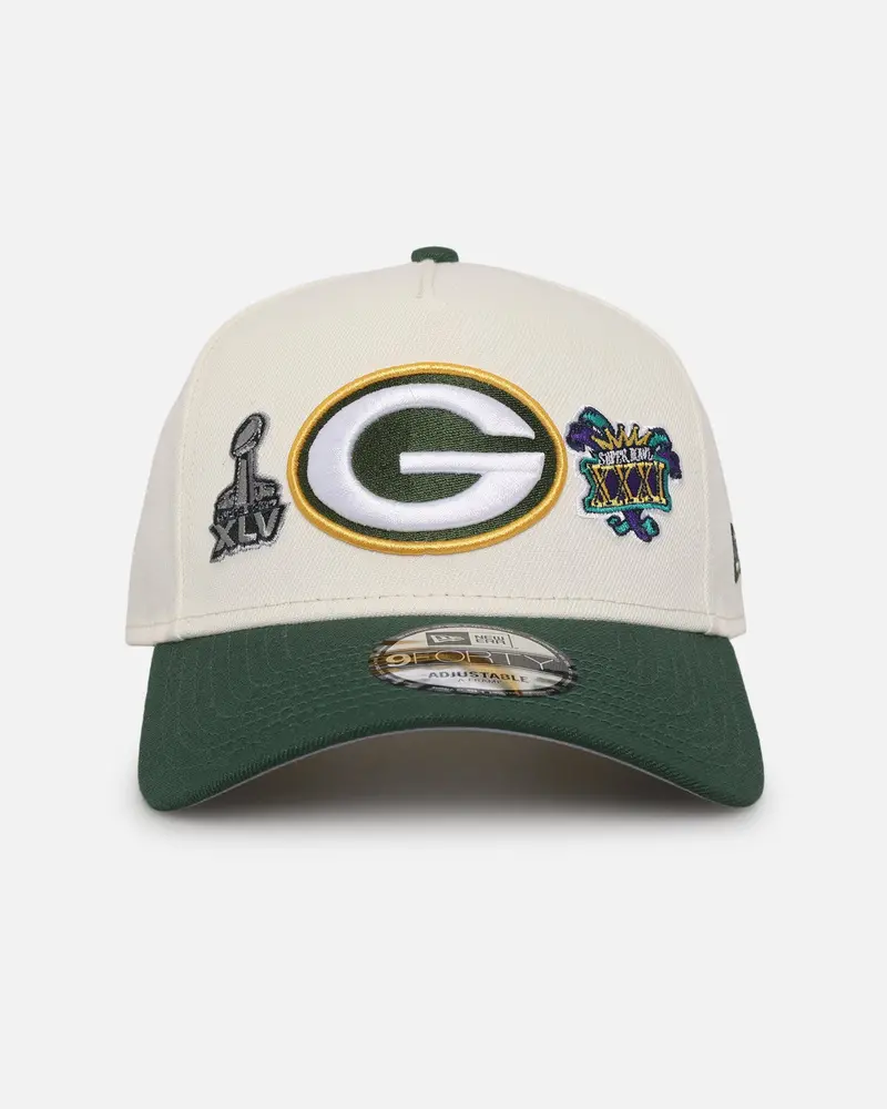 New Era Green Bay Packers 'Super Bowl Logos' 9Forty A-Frame Snapback Chrome 1