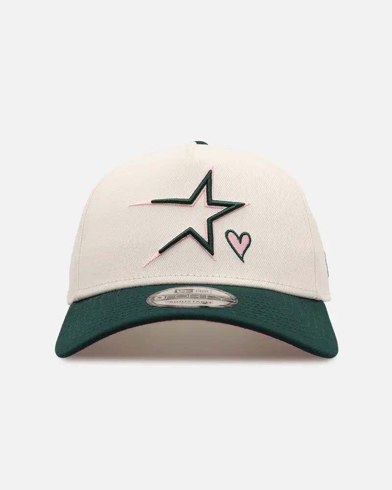 New Era Houston Astros 'Pink Satin Hearts Green' 9Forty A-Frame Snapback Chrome/Dark Green 1