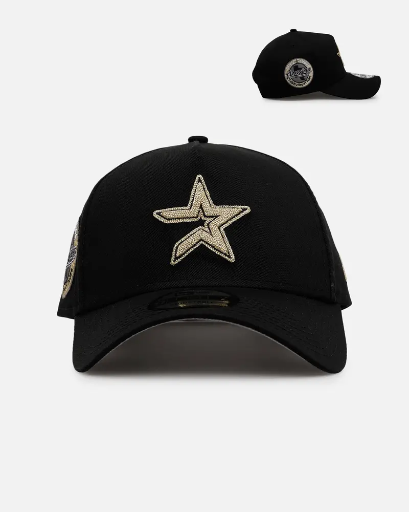 New Era Houston Astros 'Raised Metallic Chainstitch' 9Forty A-Frame Snapback Black 1
