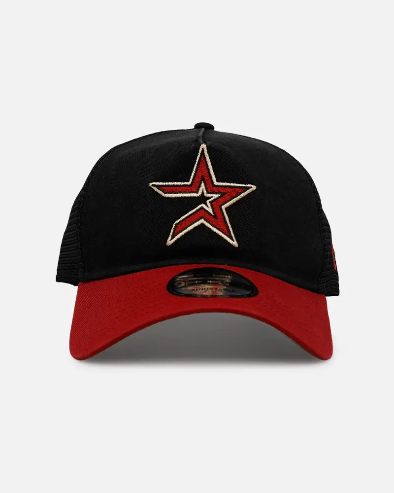 New Era Houston Astros 'Washed Truckers' 9Forty A-Frame Trucker Snapback Official Team Color 1