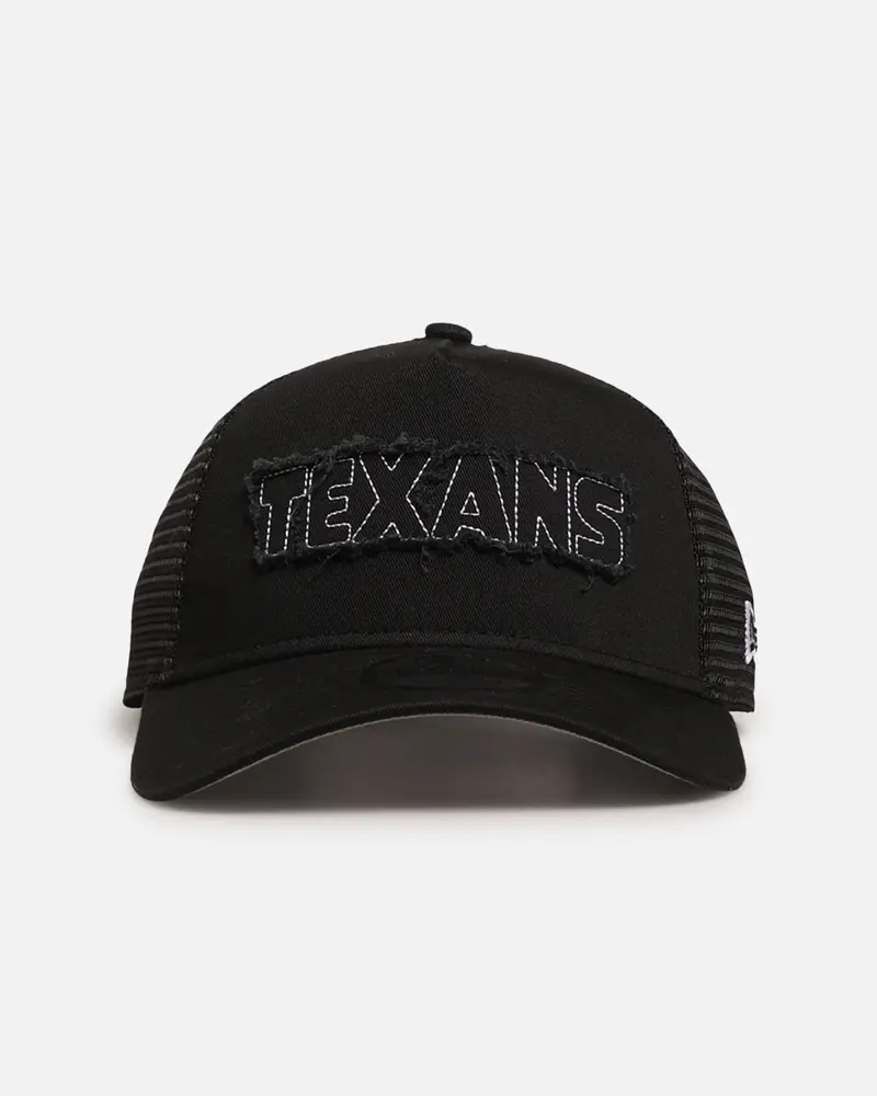New Era Houston Texans 'Distressed' 9Forty A-Frame Trucker Snapback Black/White 1