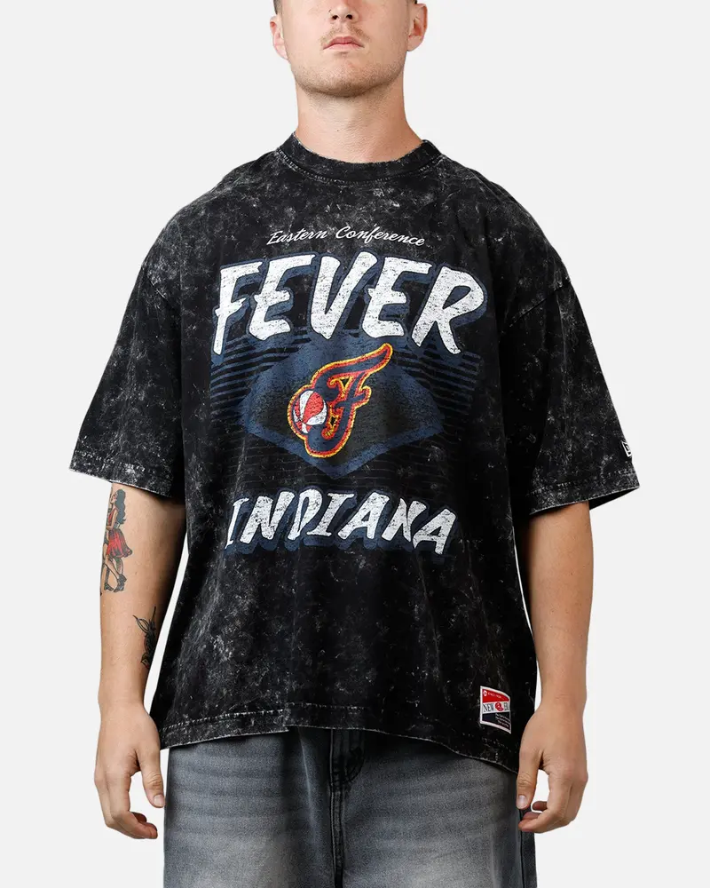New Era Indiana Fever Boxy Essentials T-Shirt Washed Black 1