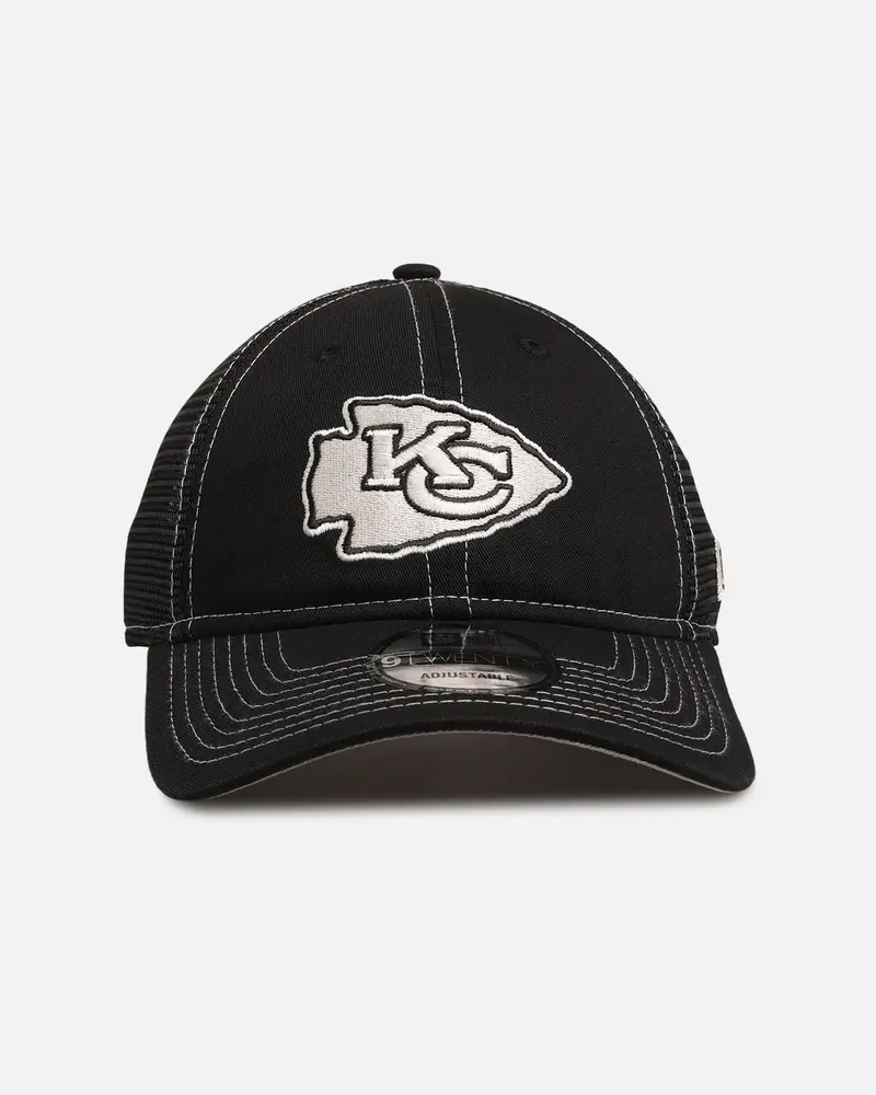 New Era Kansas City Chiefs 'Contrast Chrome' 9Twenty Casual Trucker Strapback Black 1