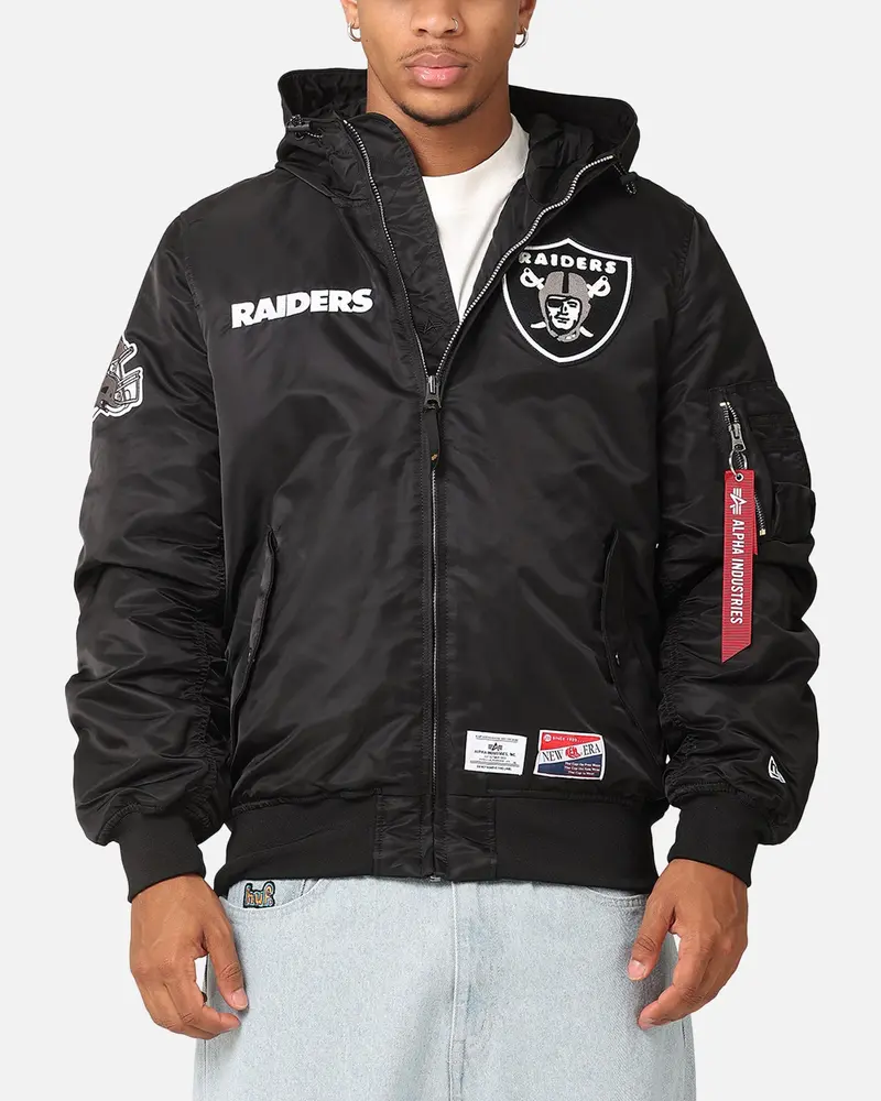New Era Las Vegas Raiders Alpha Industries L-2B Hooded Bomber Jacket Black 1