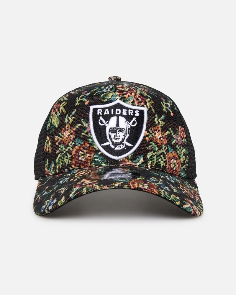 New Era Las Vegas Raiders 'Black Floral Tapestry' 9Forty A-Frame Trucker Snapback Tapestry 1