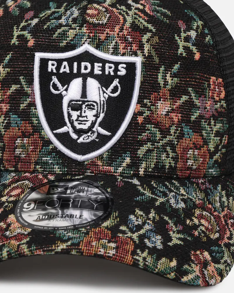 New Era Las Vegas Raiders 'Black Floral Tapestry' 9Forty A-Frame Trucker Snapback Tapestry 2