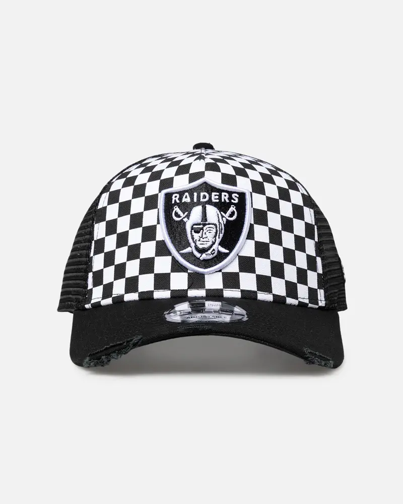 New Era Las Vegas Raiders 'Checker Trucker' 9Forty A-Frame Trucker Snapback White 1