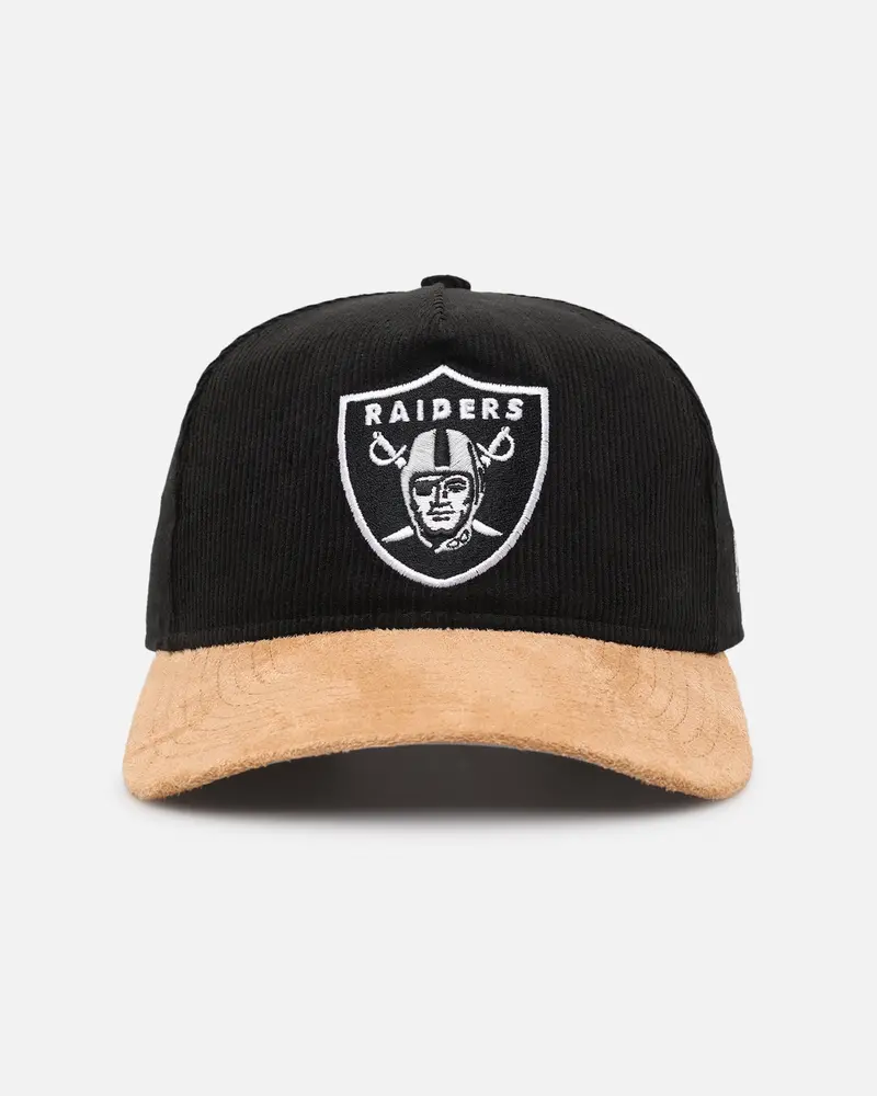 New Era Las Vegas Raiders 'Corduroy Suede' Pre-Curved Golfer Snapback  Washed Black 1